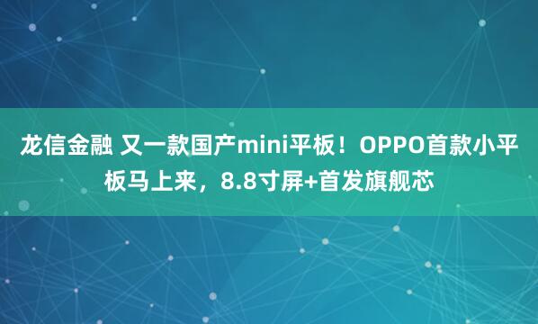 龙信金融 又一款国产mini平板!OPPO首款小平板马上来,8.8寸屏+首发旗舰芯